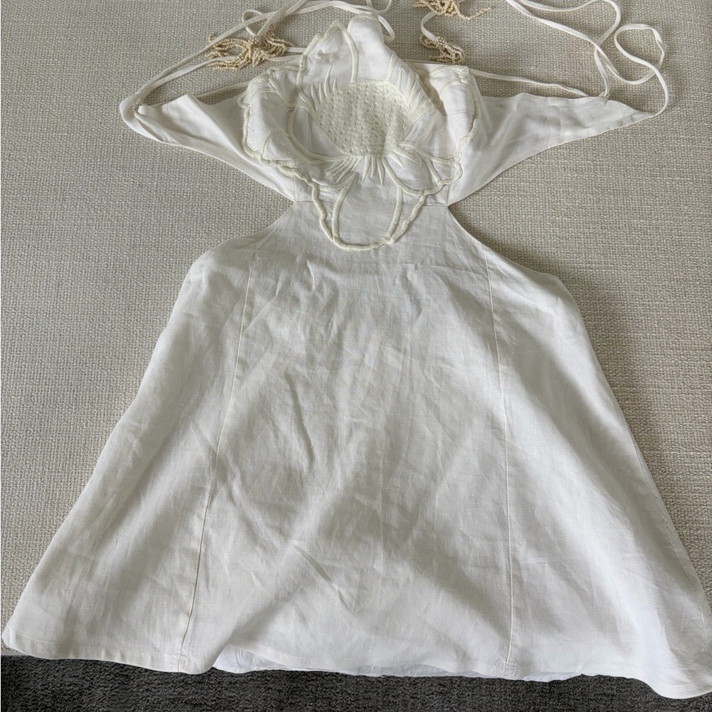 FARM Rio White A-Line Linen Dress - Picture 3 of 5